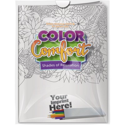 Combo Pack - "Shades of Relaxation (Animals)" Color Comfort & 6-Pack of Colored Pencil in a Poly Bag